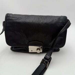 Prada Black Leather Bag with Silver Accents